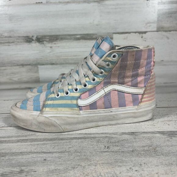 Vans Women's Pastel Striped Sk8 Hi Tapered Sneaker Shoes Multicolor Size 7 - Picture 2 of 8